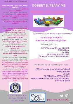 Por favor únase a nosotras para nuestra segunda reunión SSC.Please Join us for our 2nd SSC Meeting.